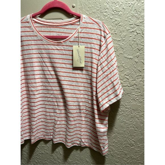 Universal Thread White With Red Stripes T-Shirt Woman’s XXL NEW - Picture 2 of 7